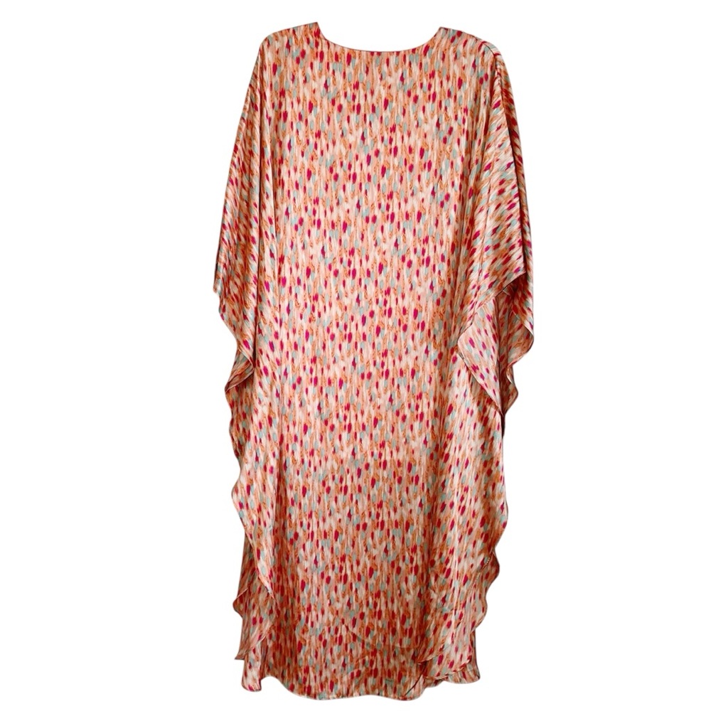 Adrienne Multicolor Celine Maxi Dress Caftan Artsy Cruise Vacation Sz M / L - Picture 2 of 5